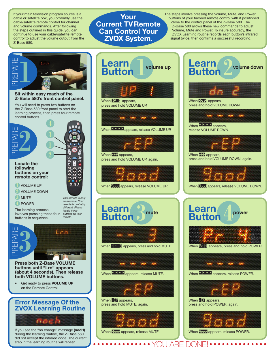 ZVOX Audio ZVOX Z-Base 580 User Manual | 2 pages