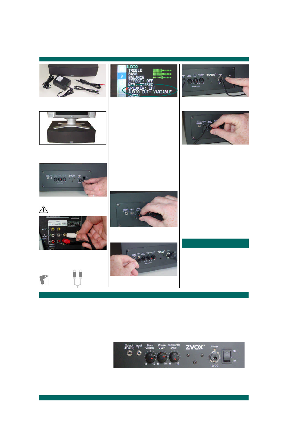 Z vox, Z vo x, H ook -up ins tructions : 315 sound cons ol e | ZVOX Audio 315 User Manual | Page 2 / 2