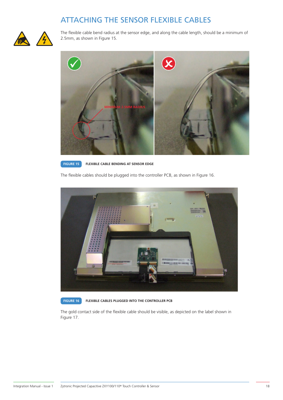 Attaching the sensor flexible cables | Zytronic ZXY110 User Manual | Page 18 / 42