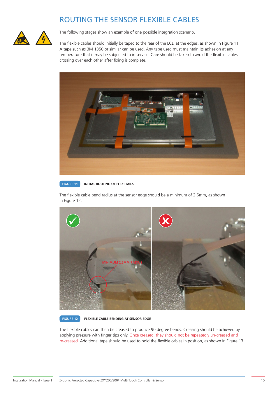 Routing the sensor flexible cables | Zytronic ZXY200 User Manual | Page 15 / 34