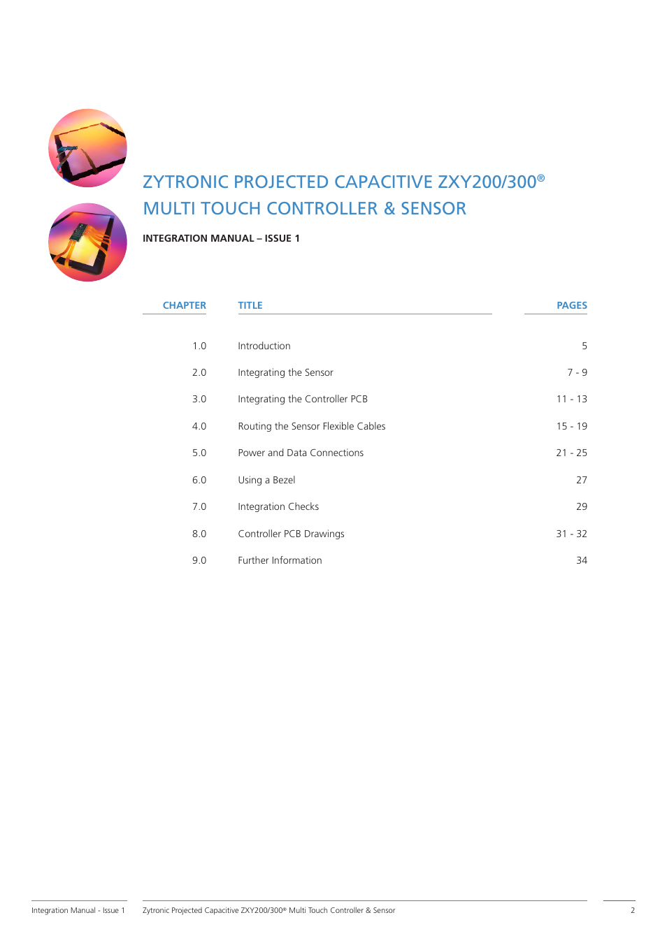 Multi touch controller & sensor | Zytronic ZXY200 User Manual | Page 2 / 34
