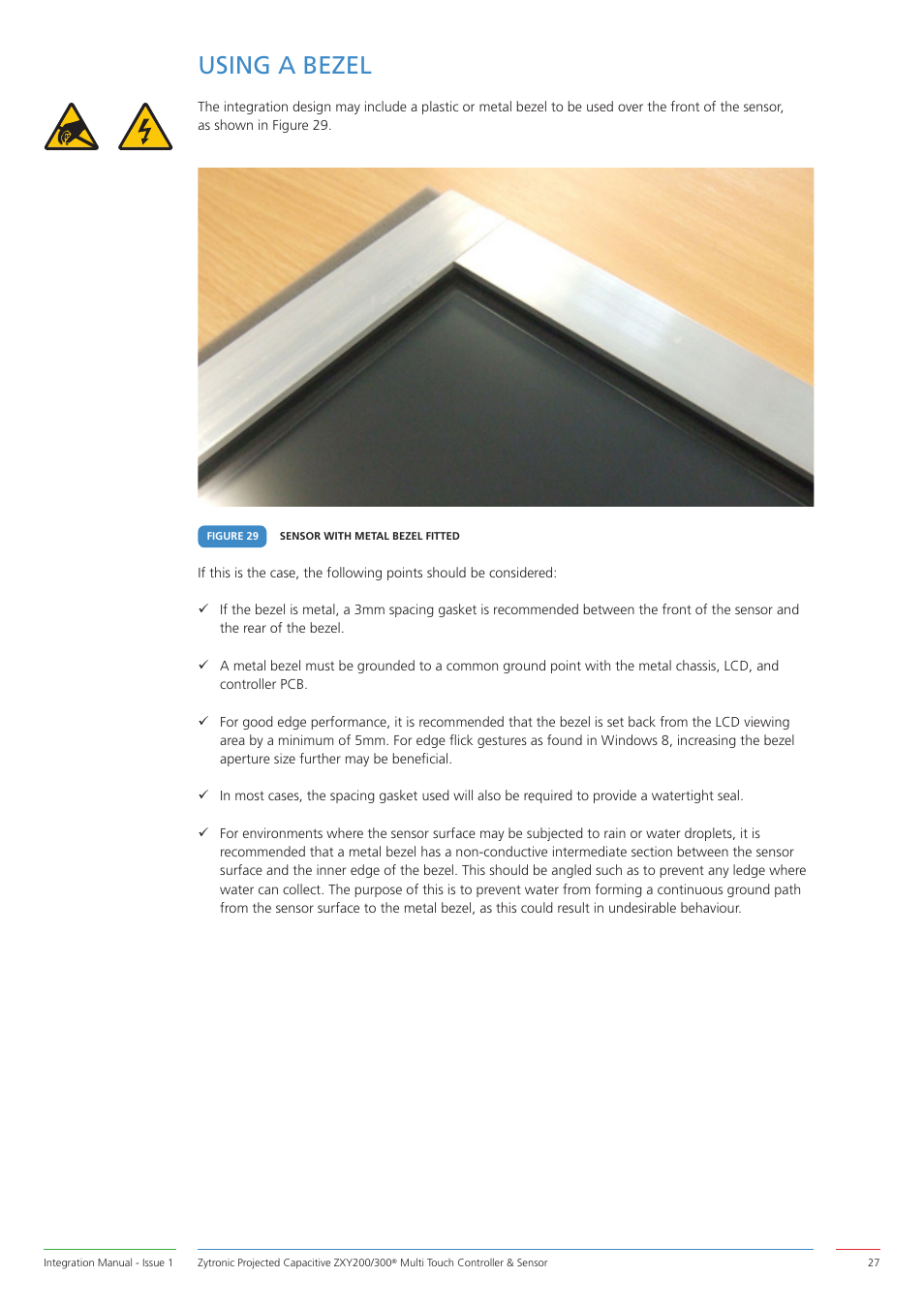 Using a bezel | Zytronic ZXY200 User Manual | Page 27 / 34