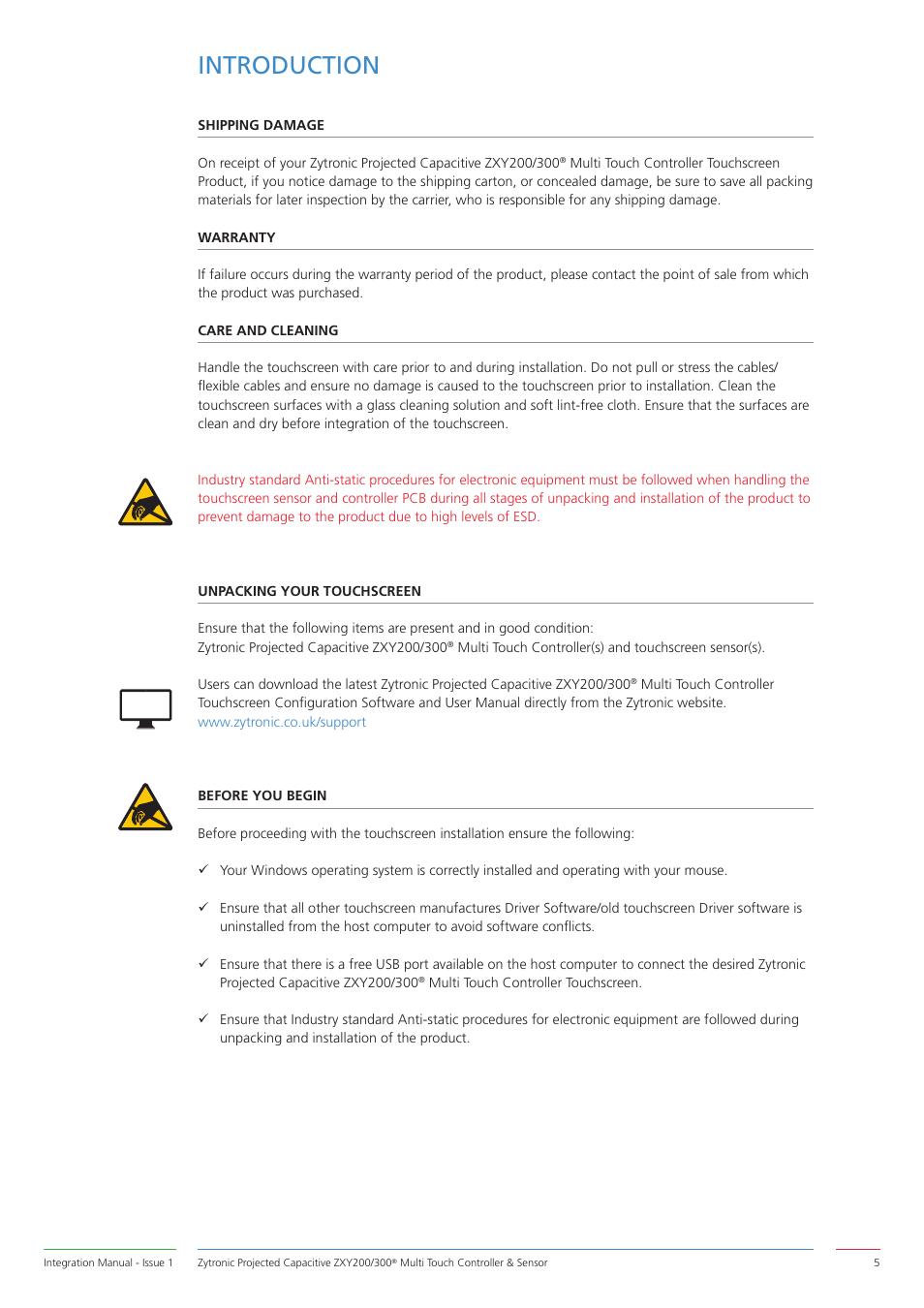 Introduction | Zytronic ZXY200 User Manual | Page 5 / 34