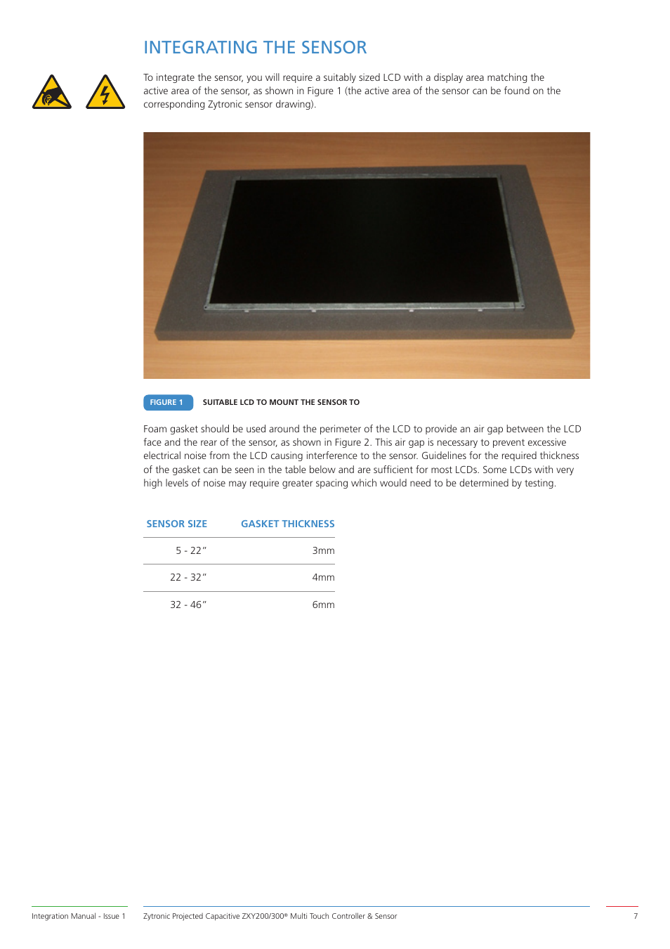 Integrating the sensor | Zytronic ZXY200 User Manual | Page 7 / 34