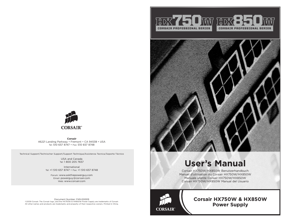 Corsair HX750W User Manual | 27 pages