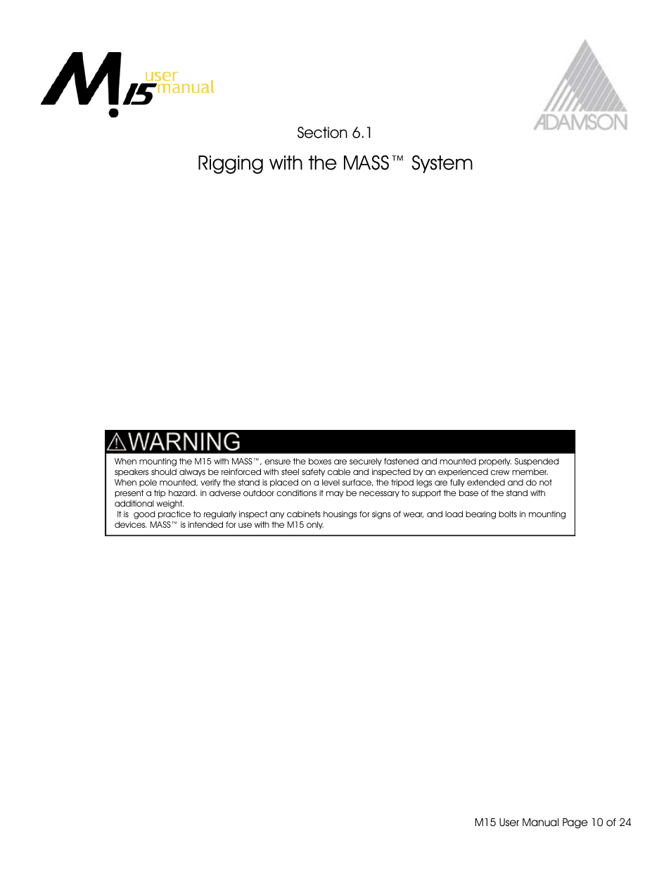 Rigging with the mass™ system | Adamson M15 User Manual | Page 10 / 24
