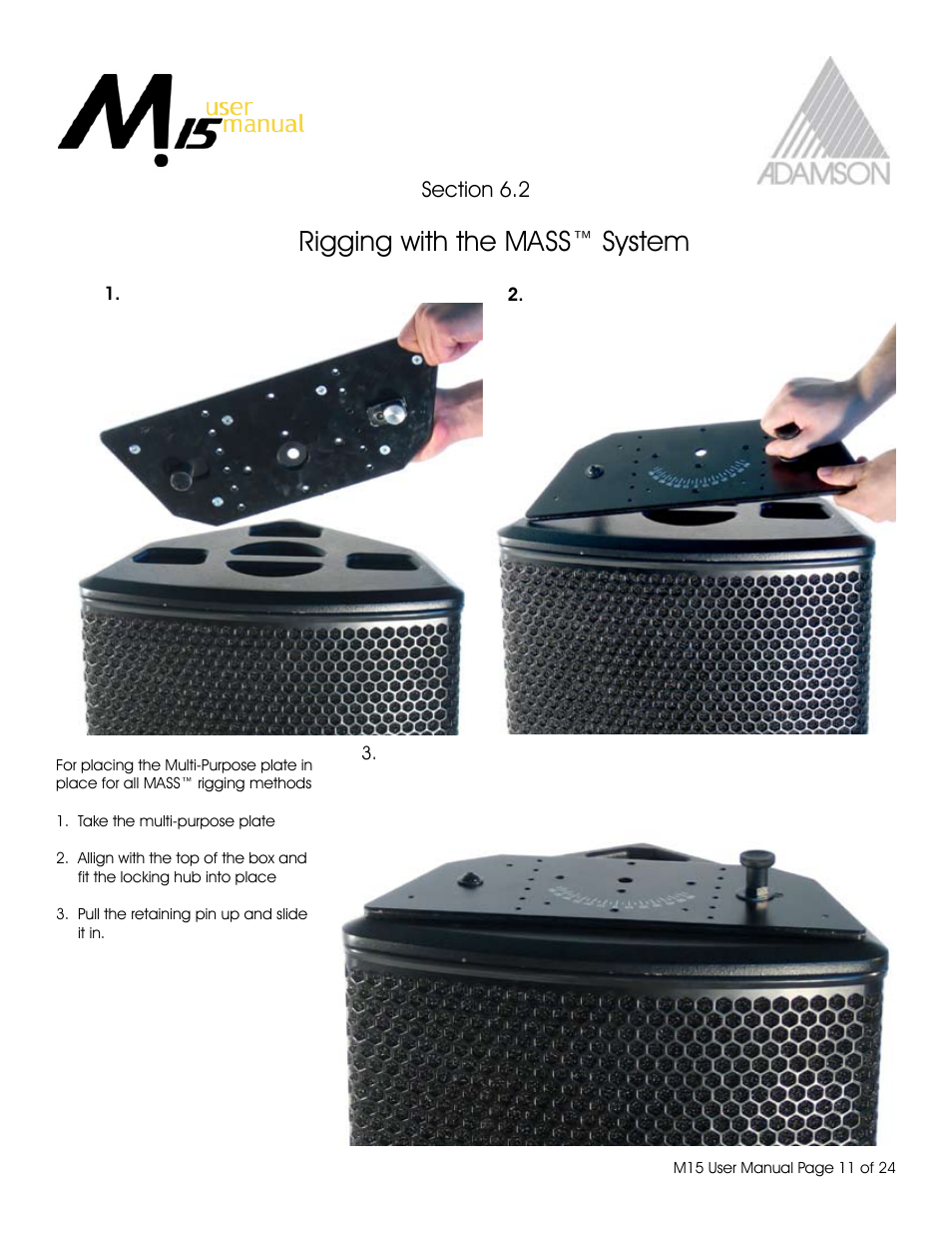 Rigging with the mass™ system | Adamson M15 User Manual | Page 11 / 24