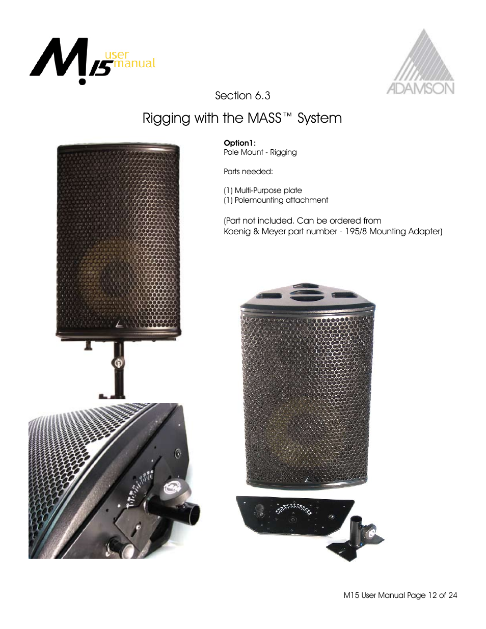 Rigging with the mass™ system | Adamson M15 User Manual | Page 12 / 24