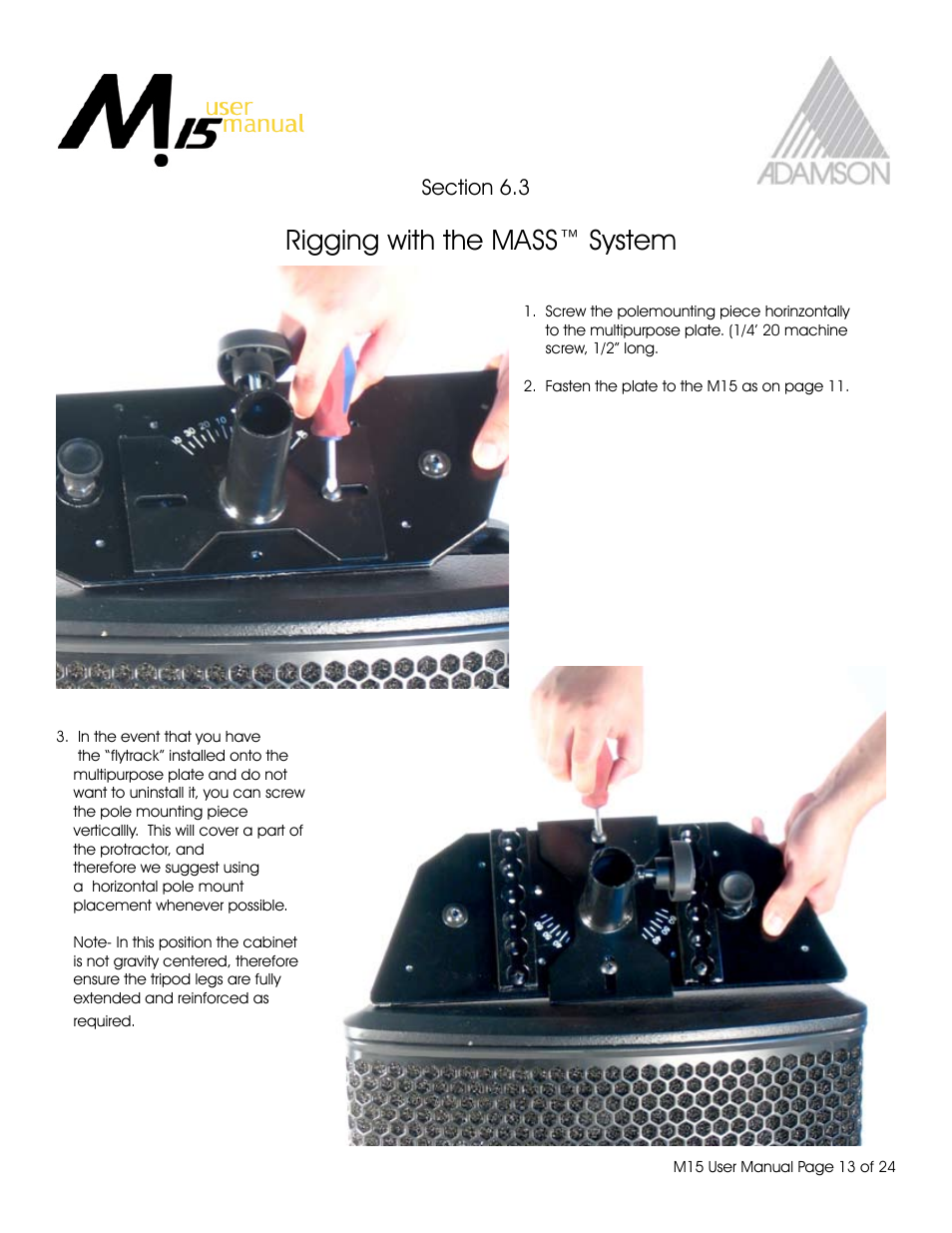 Rigging with the mass™ system | Adamson M15 User Manual | Page 13 / 24