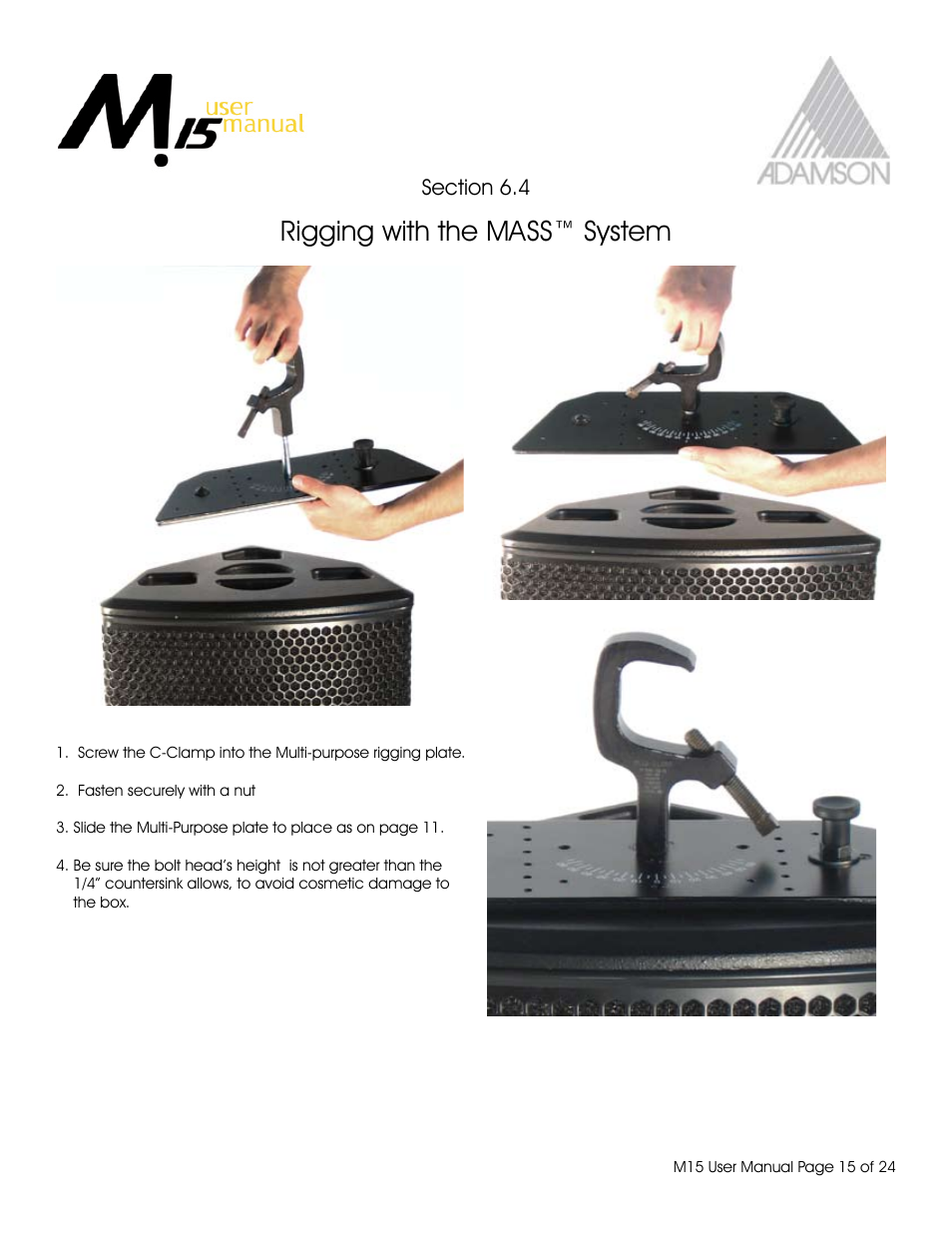 Rigging with the mass™ system | Adamson M15 User Manual | Page 15 / 24