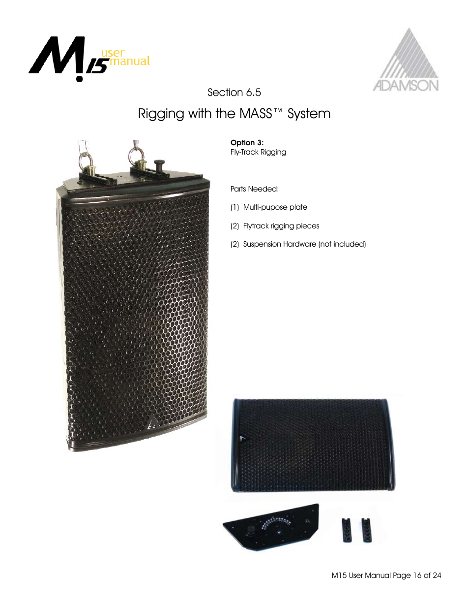 Rigging with the mass™ system | Adamson M15 User Manual | Page 16 / 24