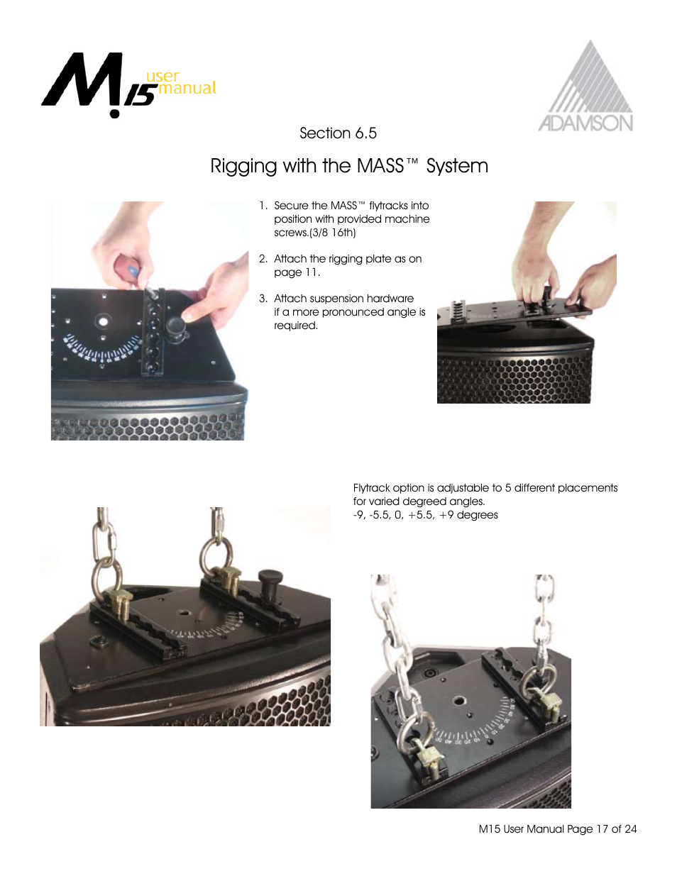 Rigging with the mass™ system | Adamson M15 User Manual | Page 17 / 24