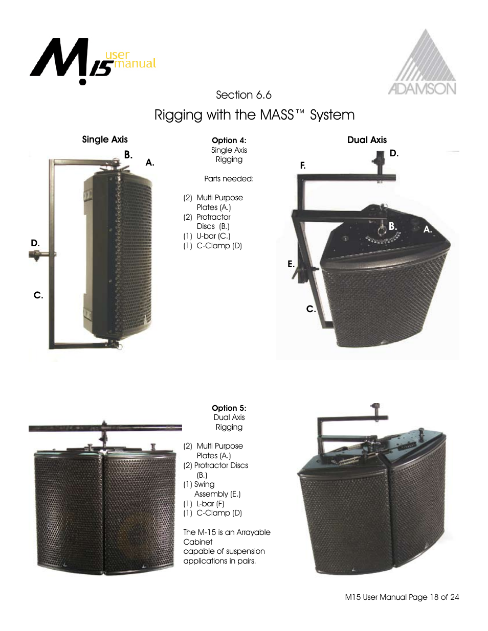 Rigging with the mass™ system | Adamson M15 User Manual | Page 18 / 24