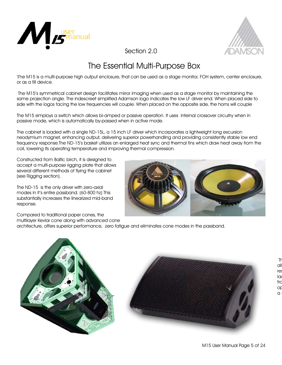 The essential multi-purpose box | Adamson M15 User Manual | Page 5 / 24