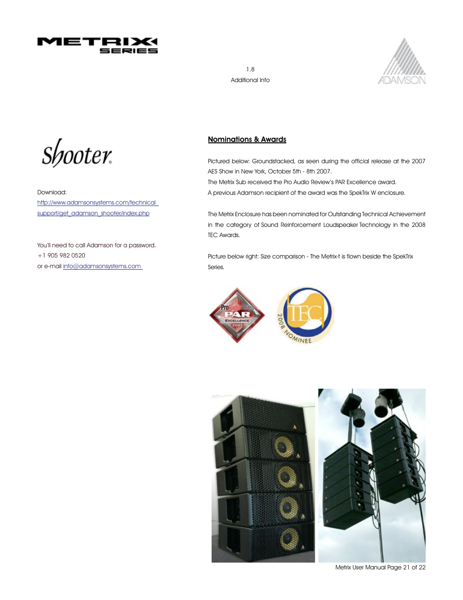 Adamson Metrix User Manual | Page 21 / 22