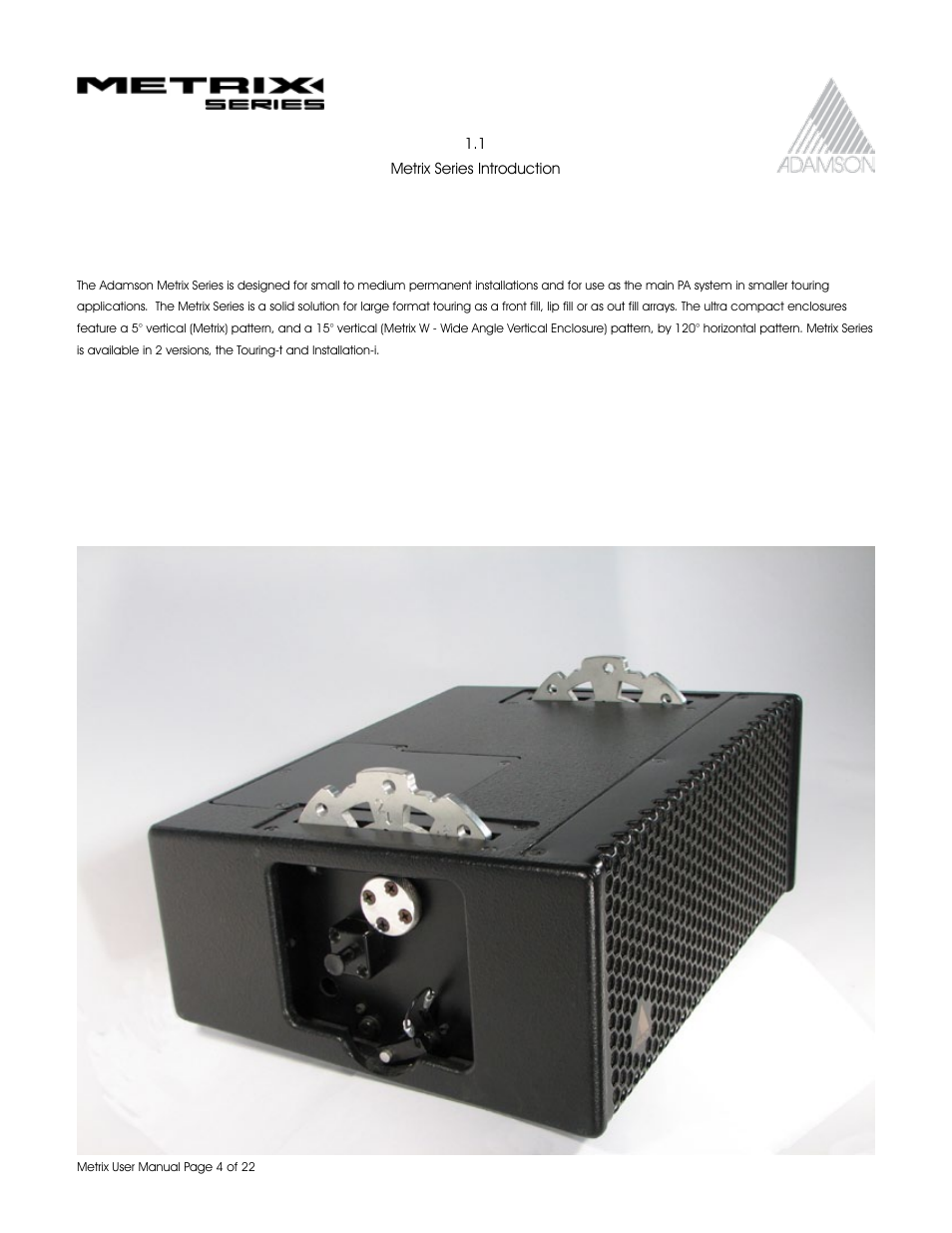 Adamson Metrix User Manual | Page 4 / 22