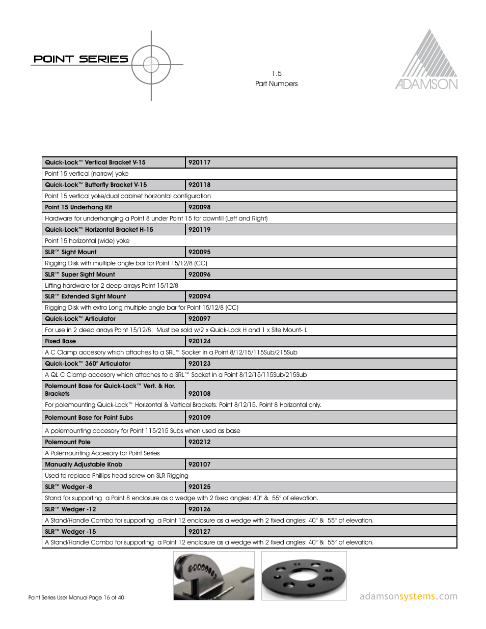 Adamson Point Series User Manual | Page 16 / 40