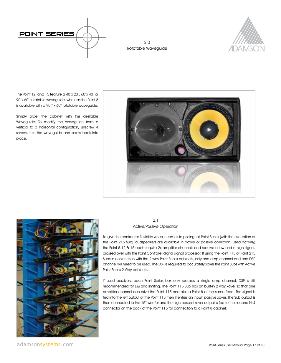 Adamson Point Series User Manual | Page 17 / 40