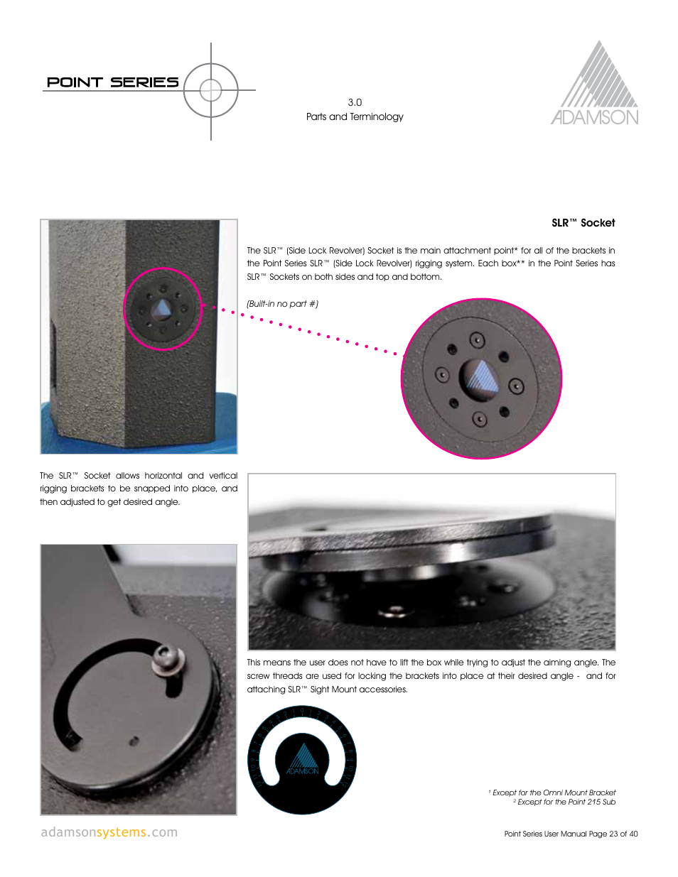 Slr™ socket, 0 parts and terminology | Adamson Point Series User Manual | Page 23 / 40