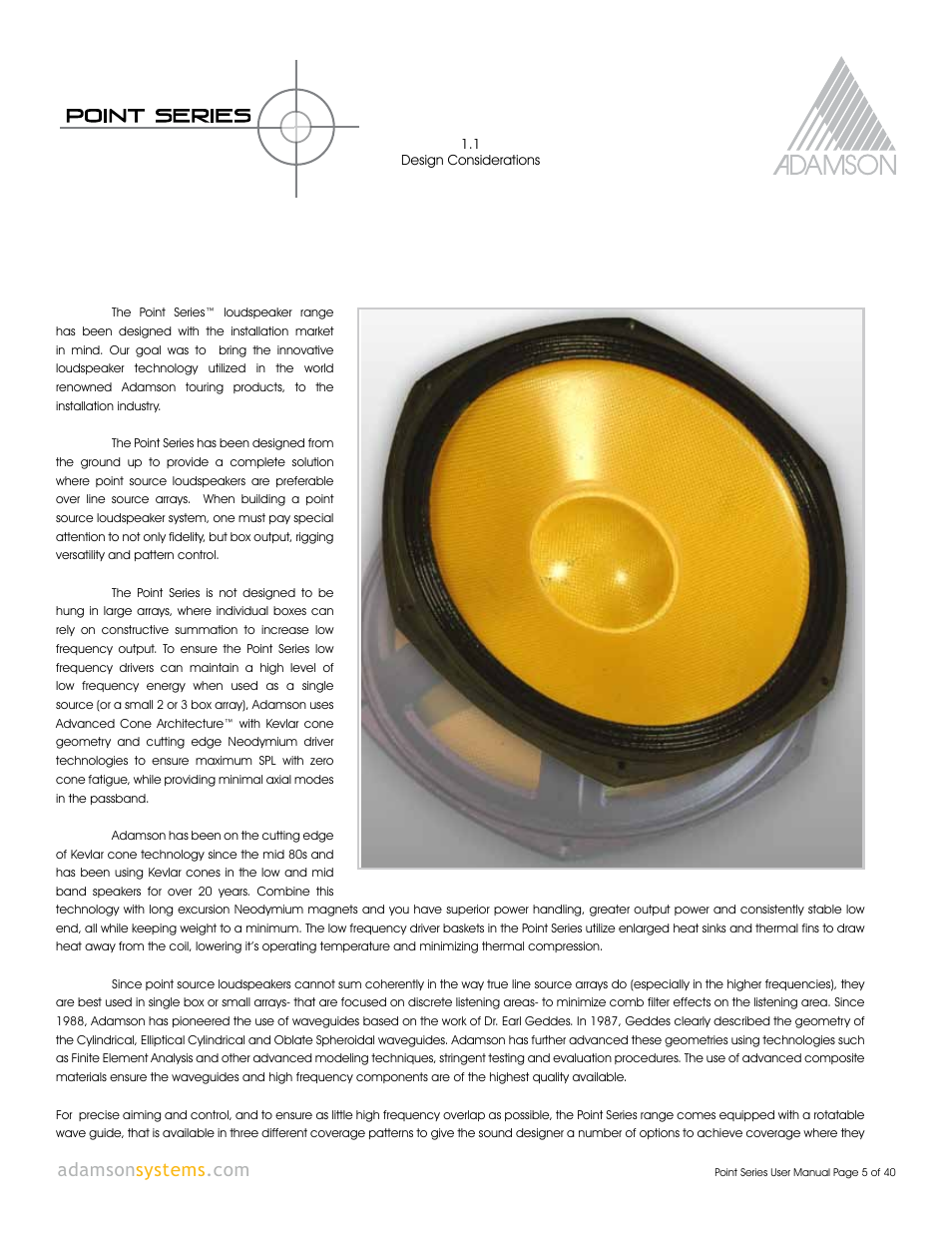 Adamson Point Series User Manual | Page 5 / 40