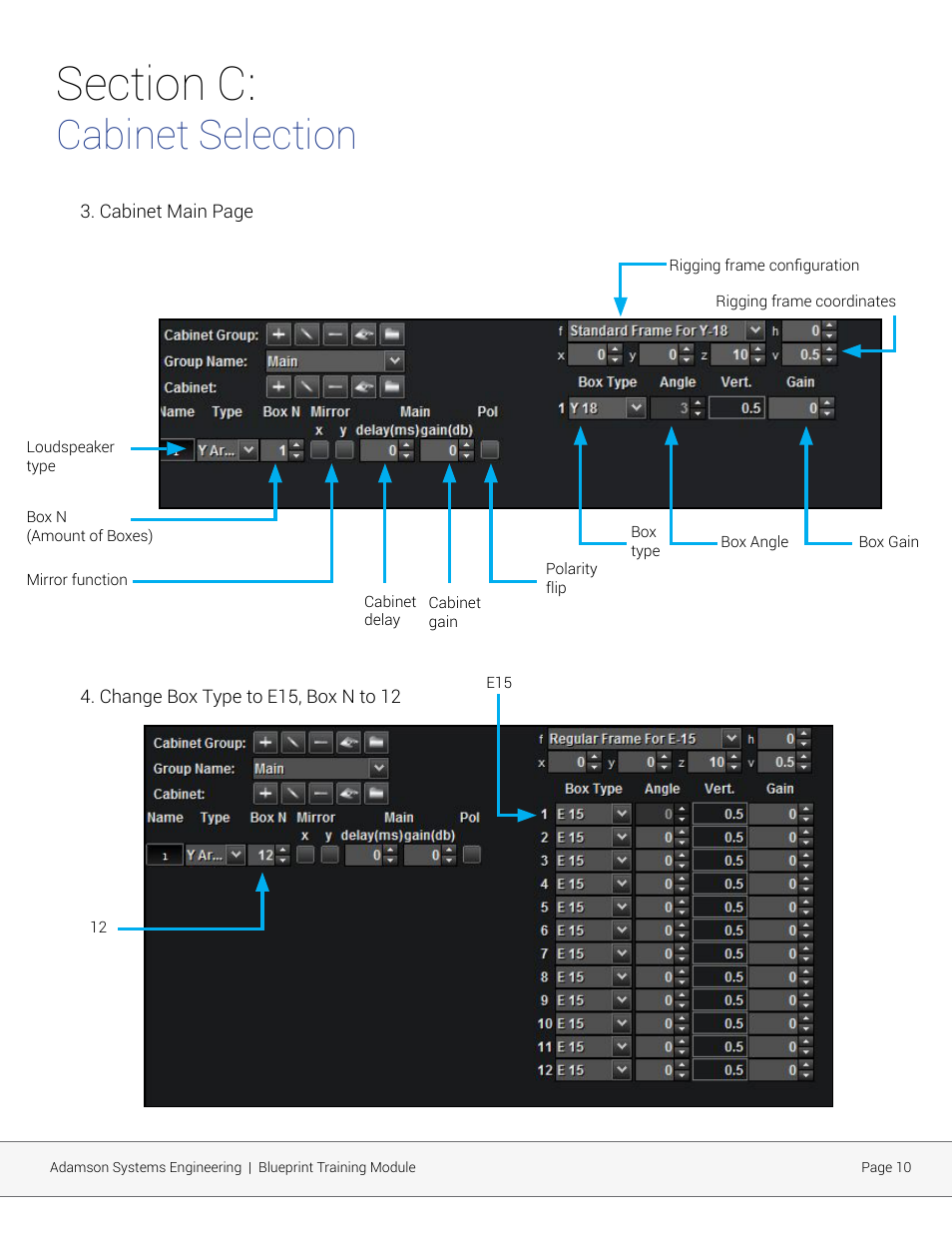 Cabinet selection | Adamson Blueprint AV User Manual | Page 10 / 33