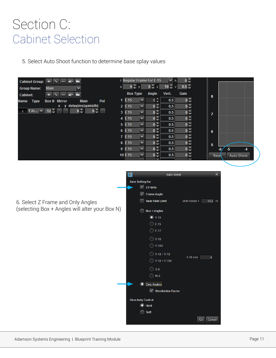 Cabinet selection | Adamson Blueprint AV User Manual | Page 11 / 33