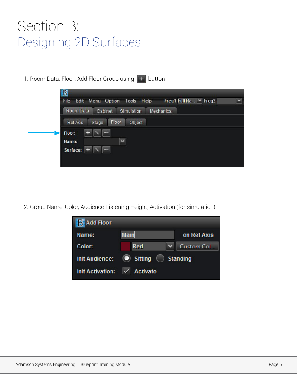 Designing 2d surfaces | Adamson Blueprint AV User Manual | Page 6 / 33