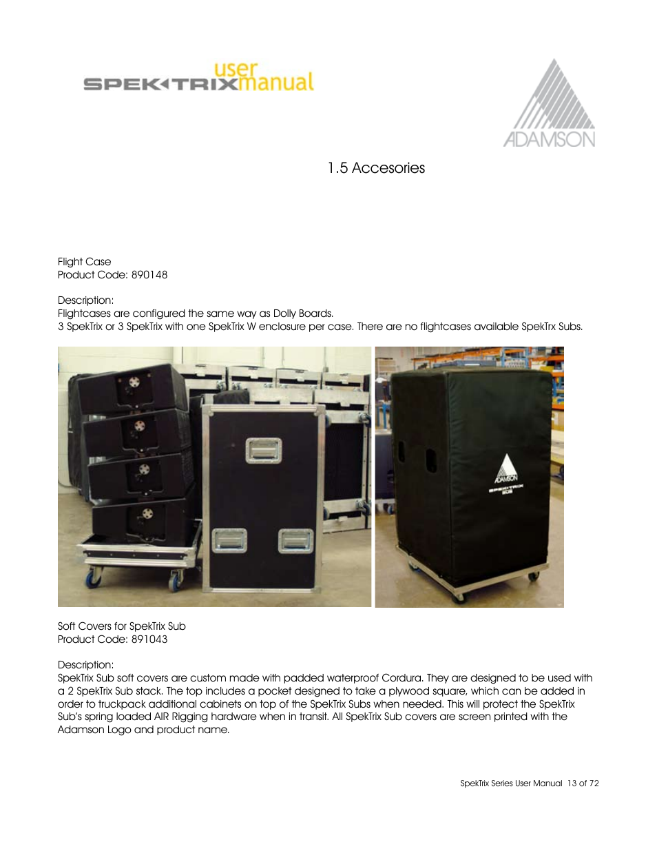 5 accesories | Adamson SpekTrix User Manual | Page 13 / 72