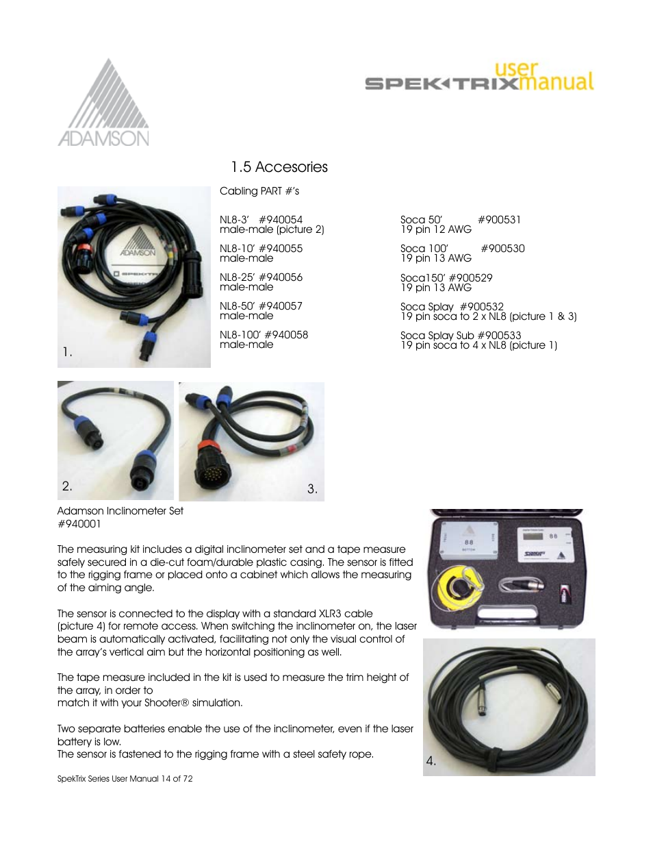 5 accesories | Adamson SpekTrix User Manual | Page 14 / 72