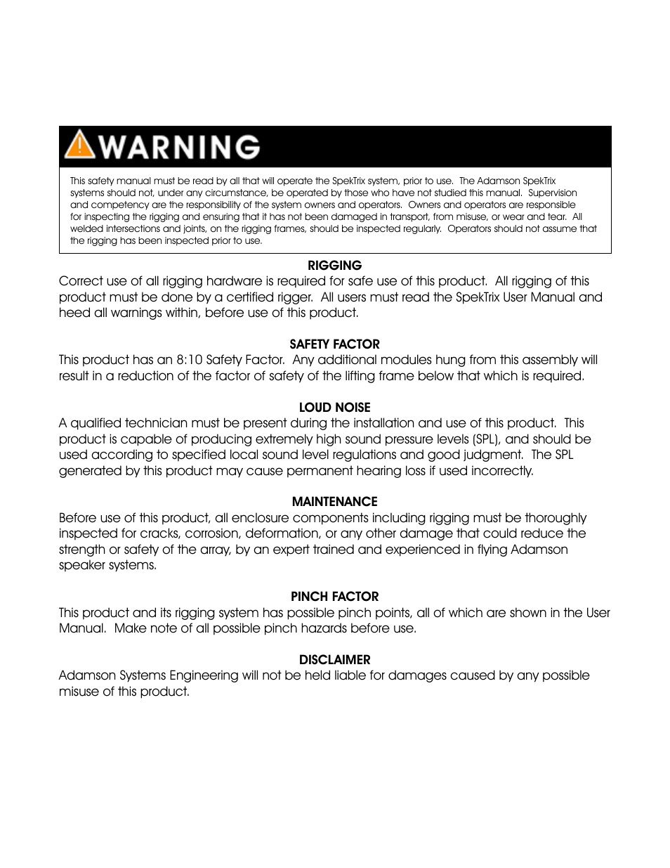 Adamson SpekTrix User Manual | Page 2 / 72