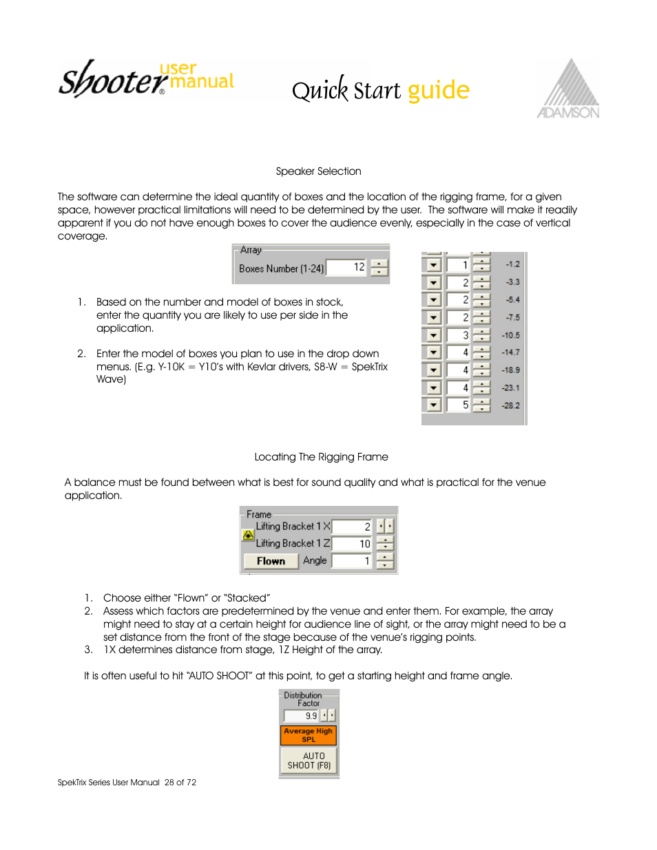 Quick start guide | Adamson SpekTrix User Manual | Page 28 / 72