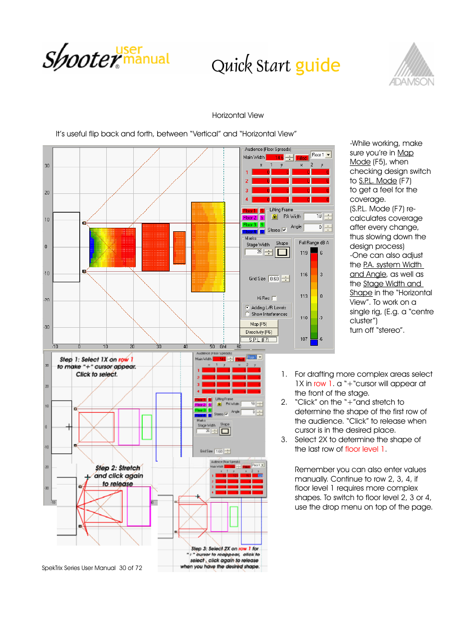 Quick start guide | Adamson SpekTrix User Manual | Page 30 / 72