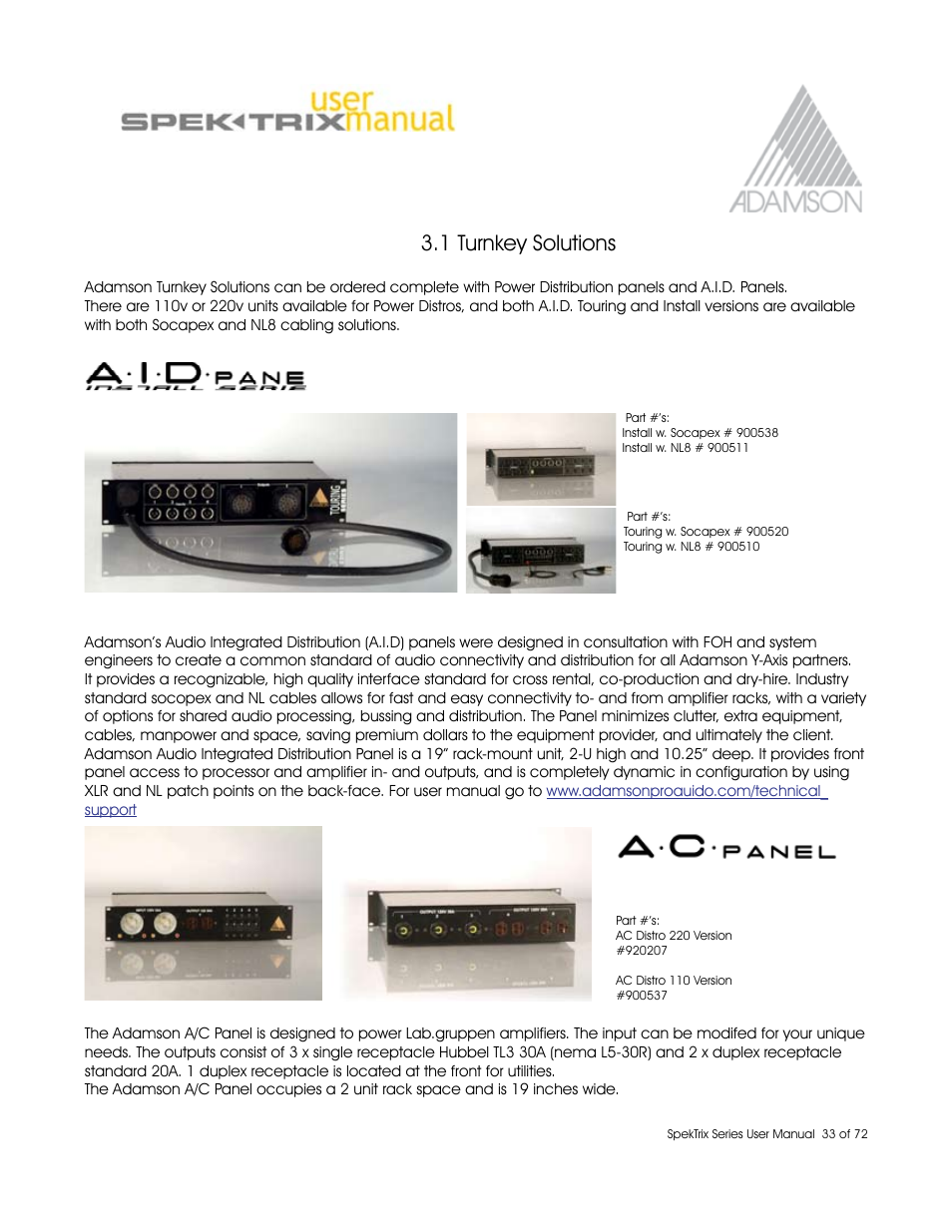 1 turnkey solutions | Adamson SpekTrix User Manual | Page 33 / 72