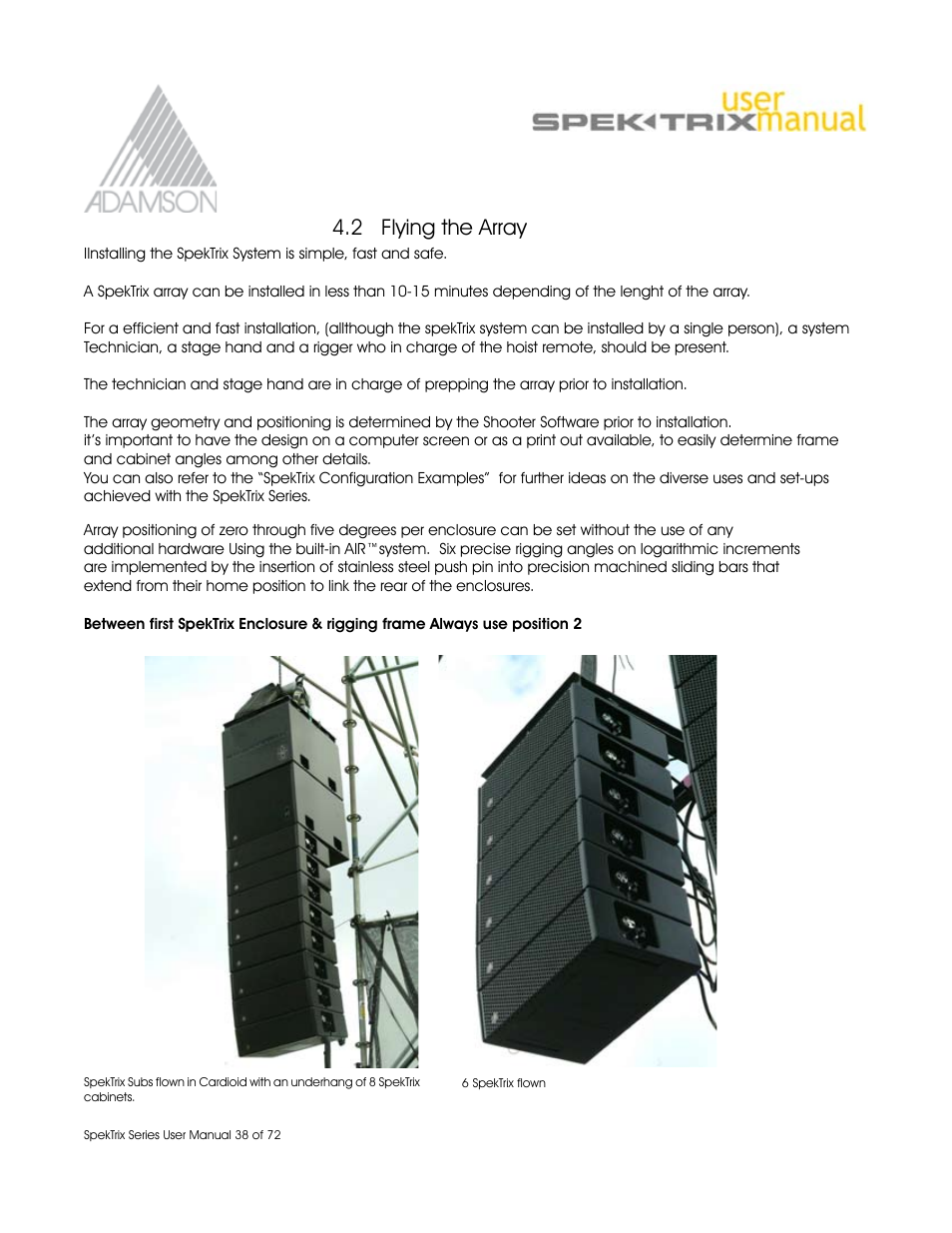 2 flying the array | Adamson SpekTrix User Manual | Page 38 / 72