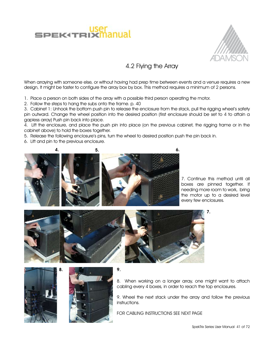 2 flying the array | Adamson SpekTrix User Manual | Page 41 / 72