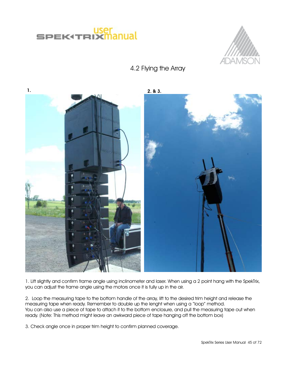 2 flying the array | Adamson SpekTrix User Manual | Page 45 / 72