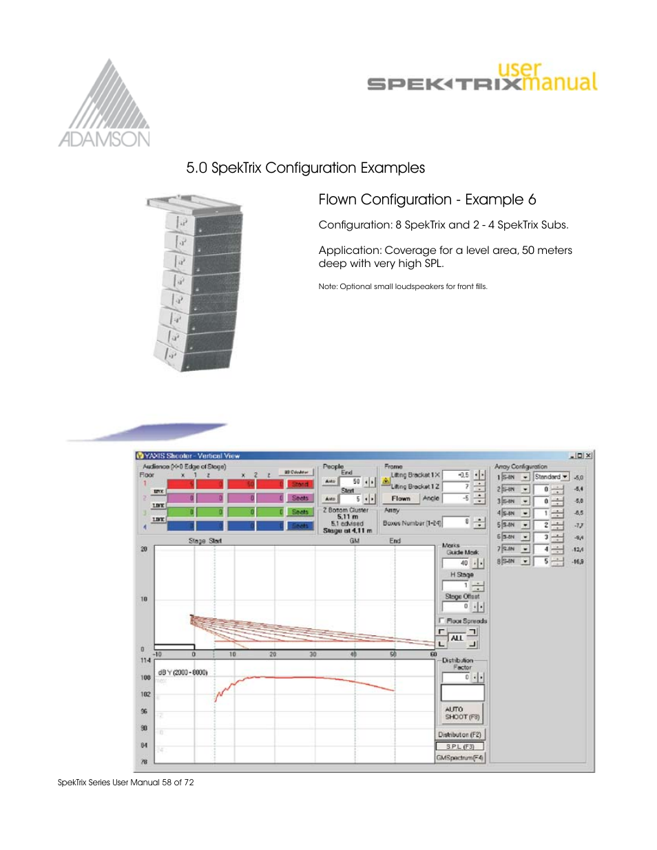 Flown configuration - example 6, 0 spektrix configuration examples | Adamson SpekTrix User Manual | Page 58 / 72