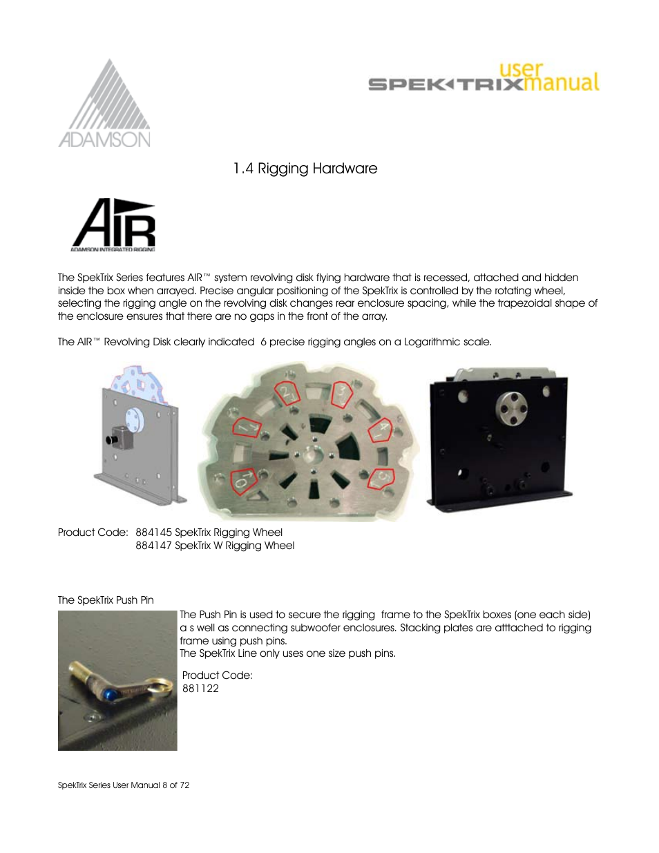 4 rigging hardware | Adamson SpekTrix User Manual | Page 8 / 72