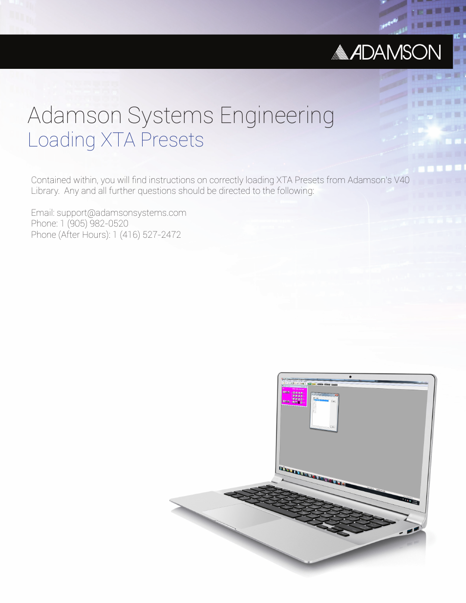 Adamson systems engineering, Loading xta presets | Adamson XTA User Manual | Page 2 / 6