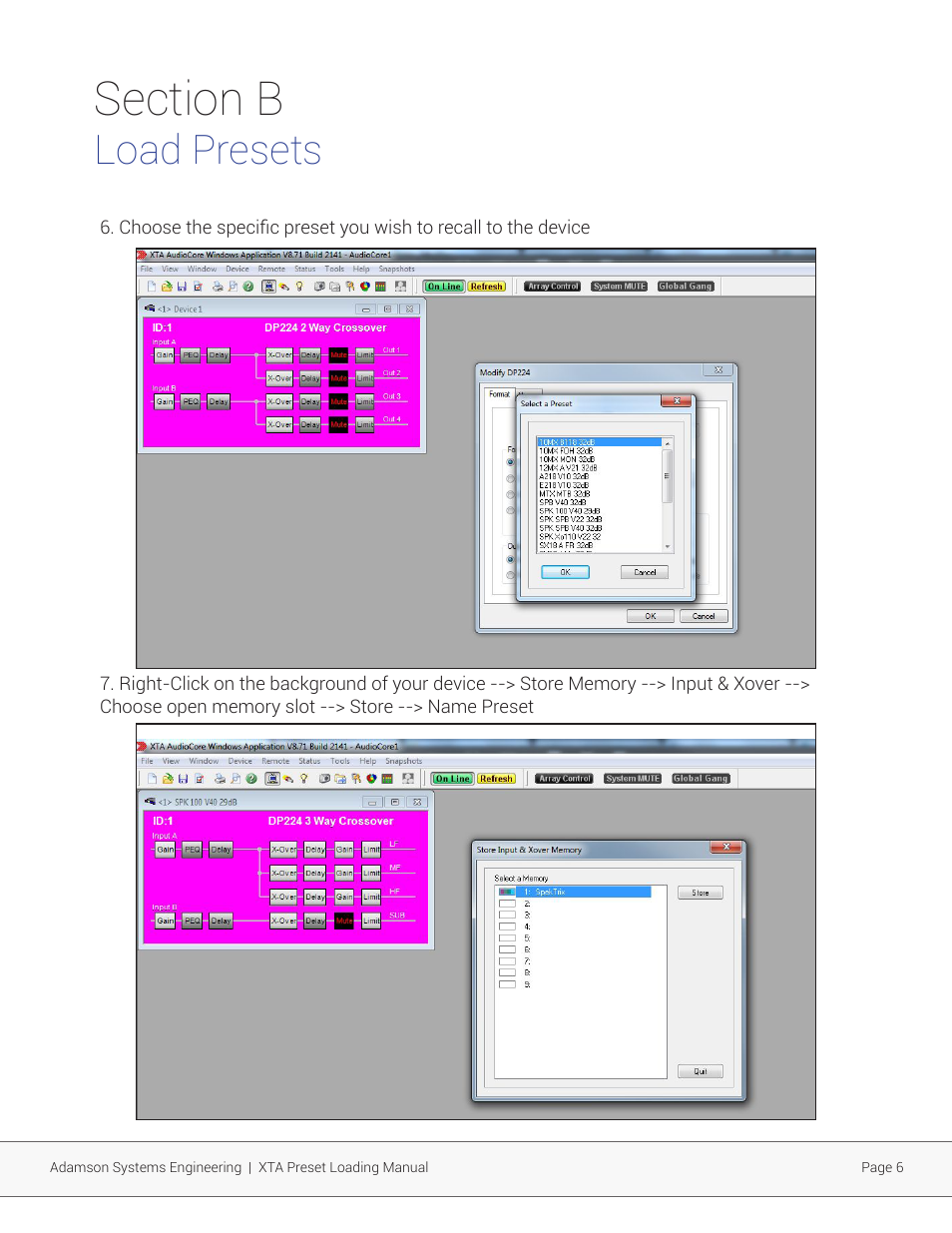 Load presets | Adamson XTA User Manual | Page 6 / 6