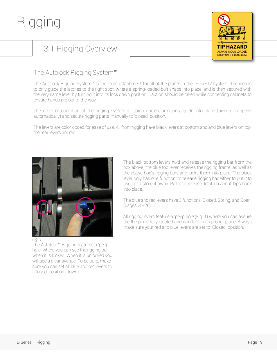 Rigging, 1 rigging overview, The autolock rigging system | Adamson E-Series User Manual | Page 19 / 40