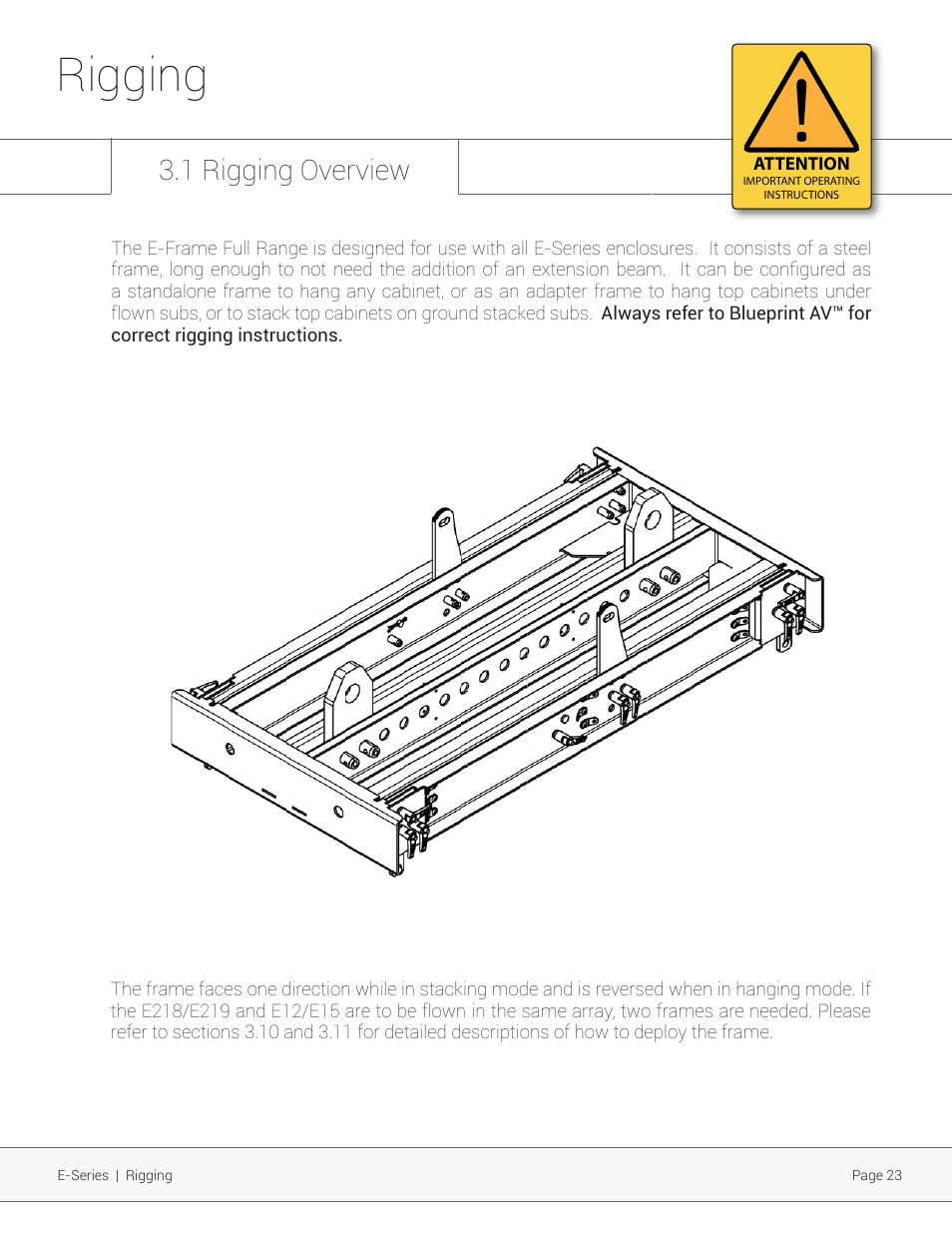 Rigging, 1 rigging overview | Adamson E-Series User Manual | Page 23 / 40