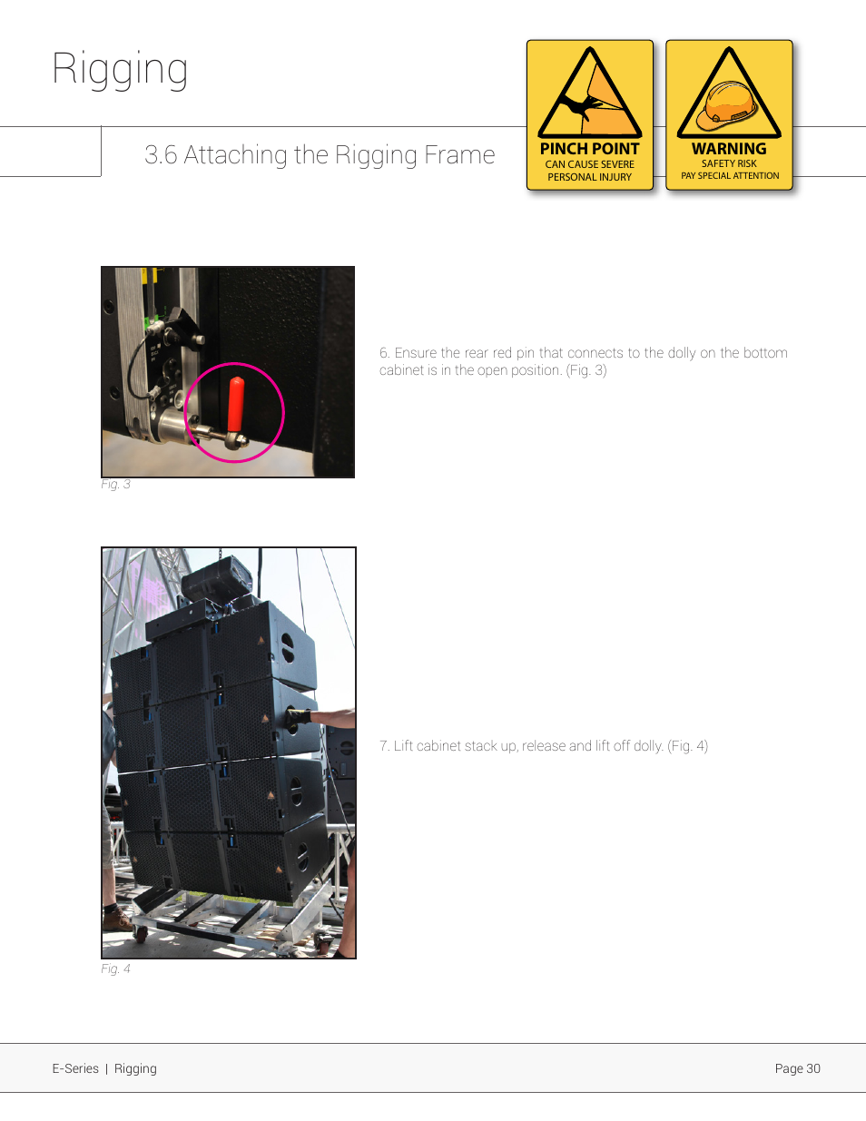 Rigging, 6 attaching the rigging frame | Adamson E-Series User Manual | Page 30 / 40