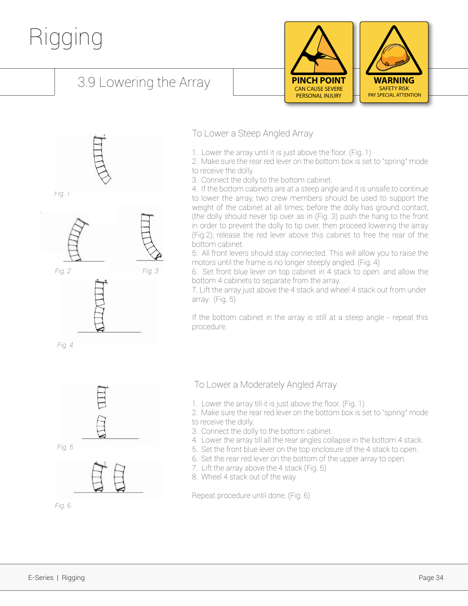 Rigging, 9 lowering the array | Adamson E-Series User Manual | Page 34 / 40