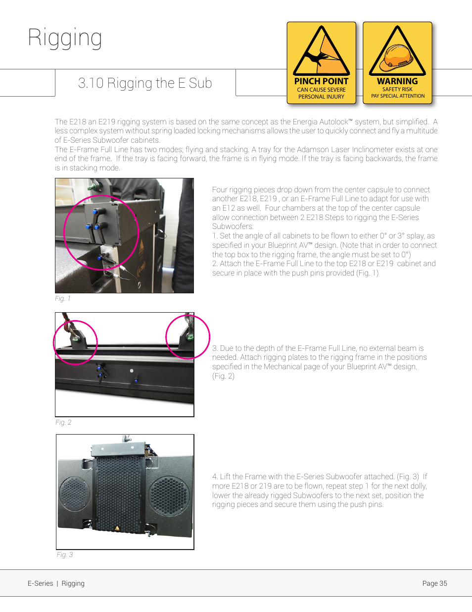 Rigging, 10 rigging the e sub | Adamson E-Series User Manual | Page 35 / 40