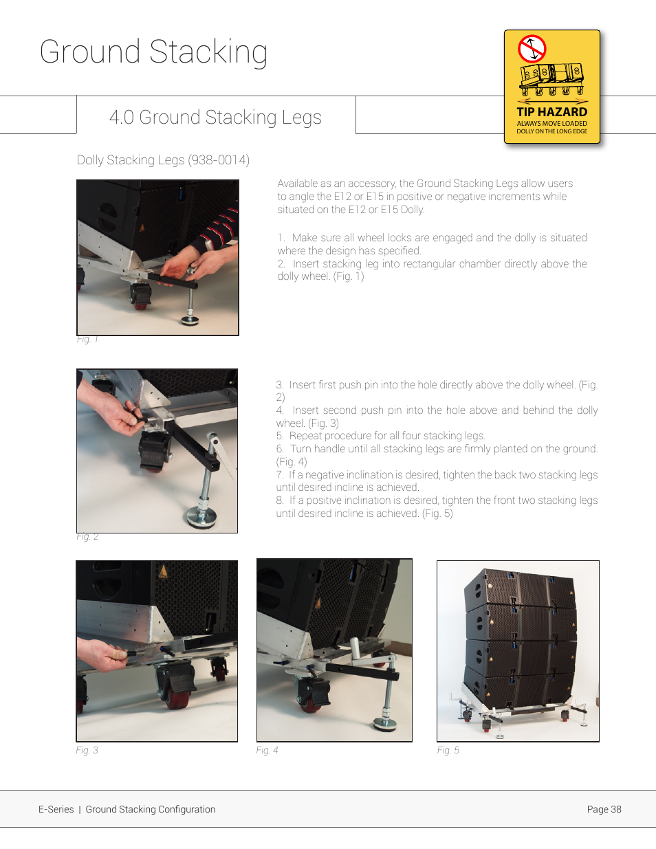 Ground stacking, 0 ground stacking legs | Adamson E-Series User Manual | Page 38 / 40