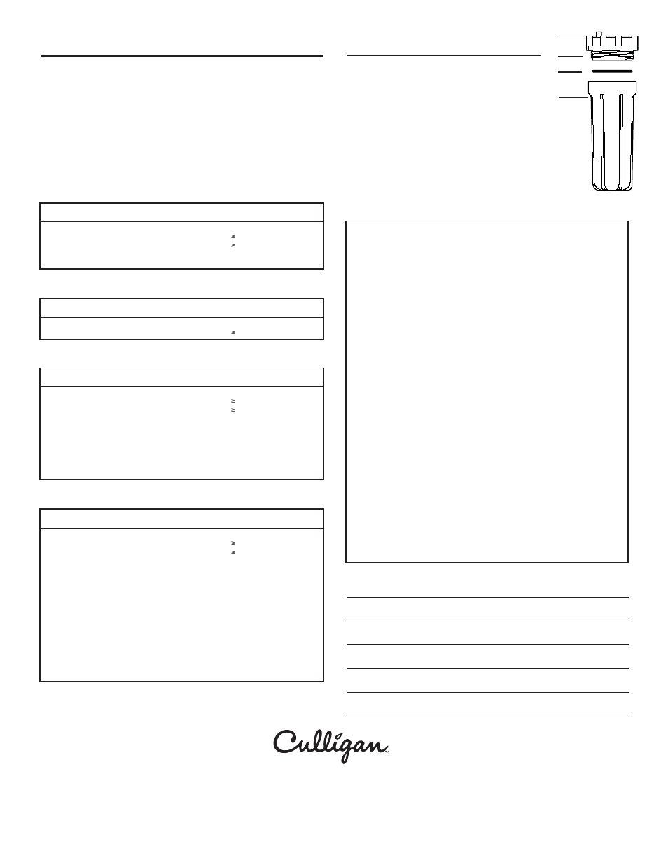 Repuestos, Datos de funcionamiento, No es incluída) no está demonstrada | Residentes de iowa solamente, 4garantía | Culligan US-550 User Manual | Page 8 / 8