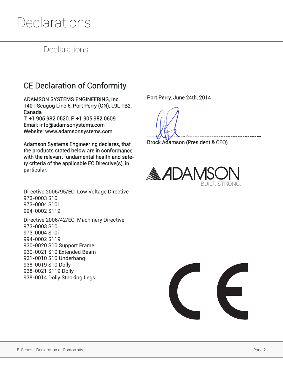 Declarations | Adamson S-Series User Manual | Page 2 / 32