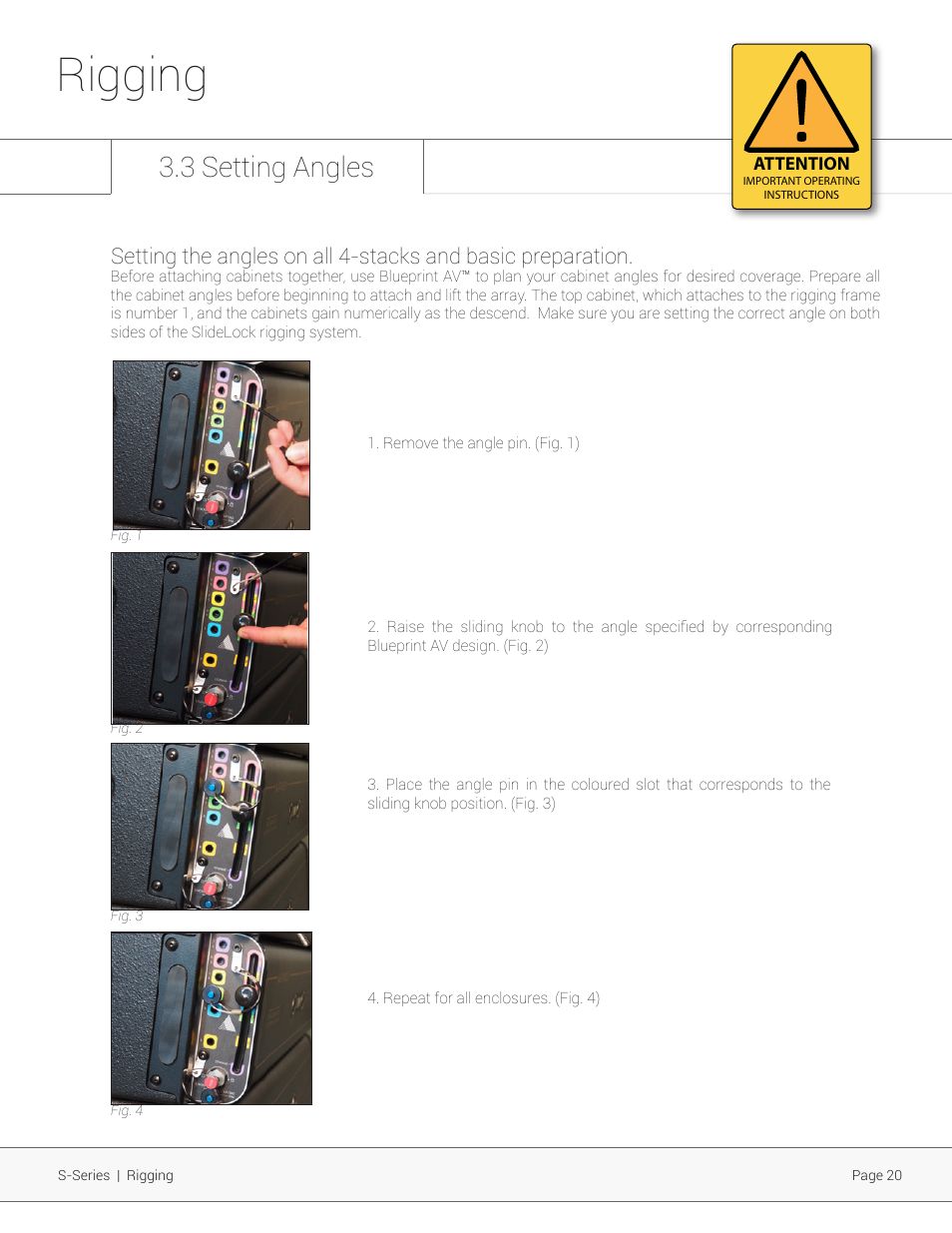 Rigging, 3 setting angles | Adamson S-Series User Manual | Page 20 / 32