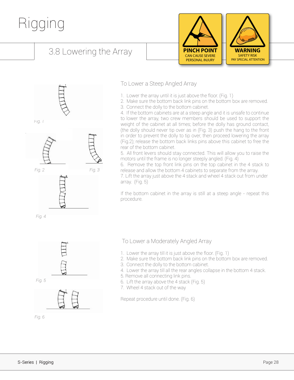 Rigging, 8 lowering the array | Adamson S-Series User Manual | Page 28 / 32